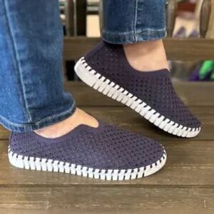 Isle Jacobsen tulip 139 flats slip on dark purple white womens size‎ 40 casual